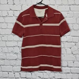 2/$20 Banana Republic Brown White Striped Fitted Polo Shirt Size M
